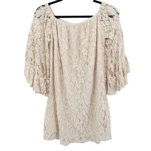 Elan‎ Lace Dress Womens S Cream Feminine Romantic Boho Granny Coquette Girlhood